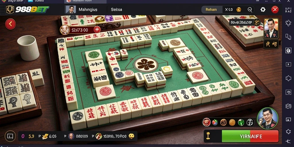 Tampilan gameplay Mahjong yang menarik dan interaktif di 988BET.