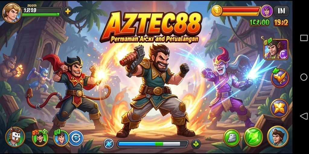 Tangkapan layar gameplay AZTEC88 dengan aksi seru dari dunia Arcade.