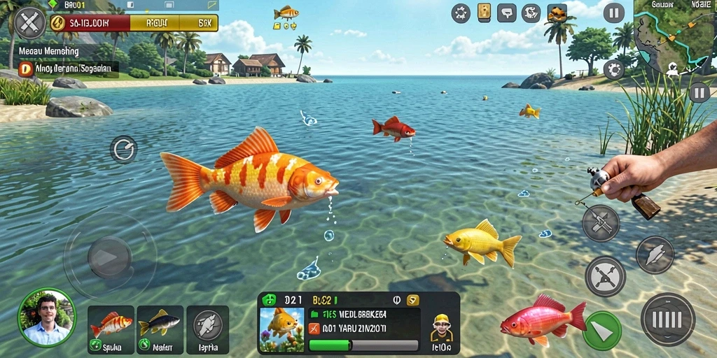 Tangkapan ikan yang beragam dalam gameplay yang seru di BARU01.