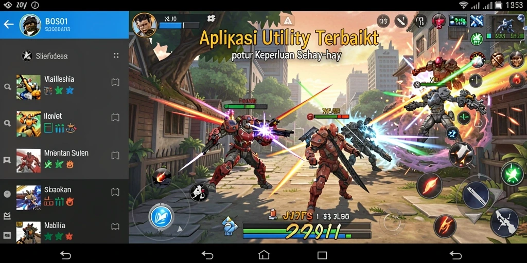 Screenshot gameplay BOS01 menampilkan antarmuka aplikasi Utility yang intuitif.