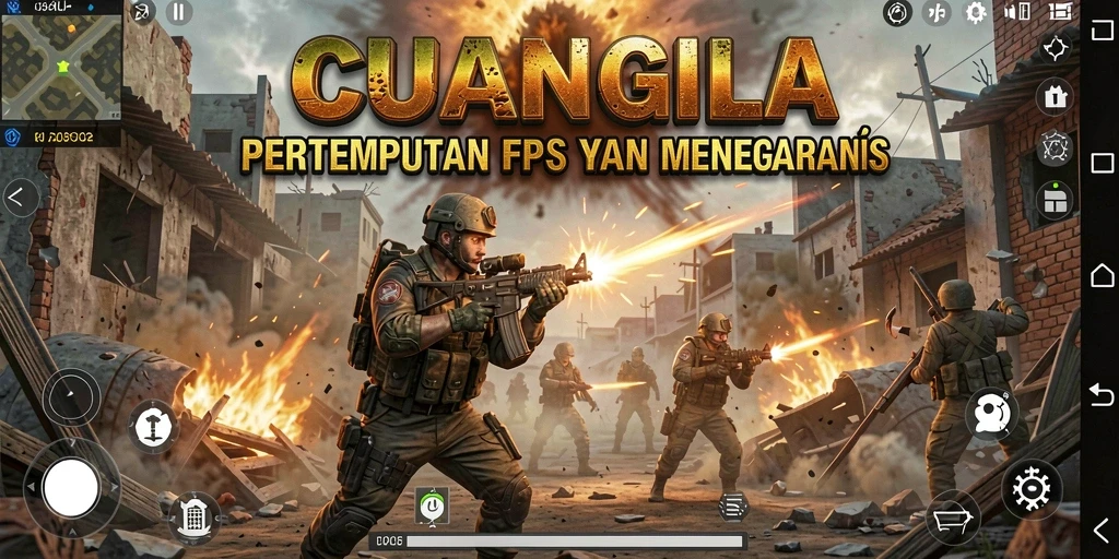 Screenshot gameplay CUANGILA menunjukkan aksi tembak-tembakan yang mendebarkan.