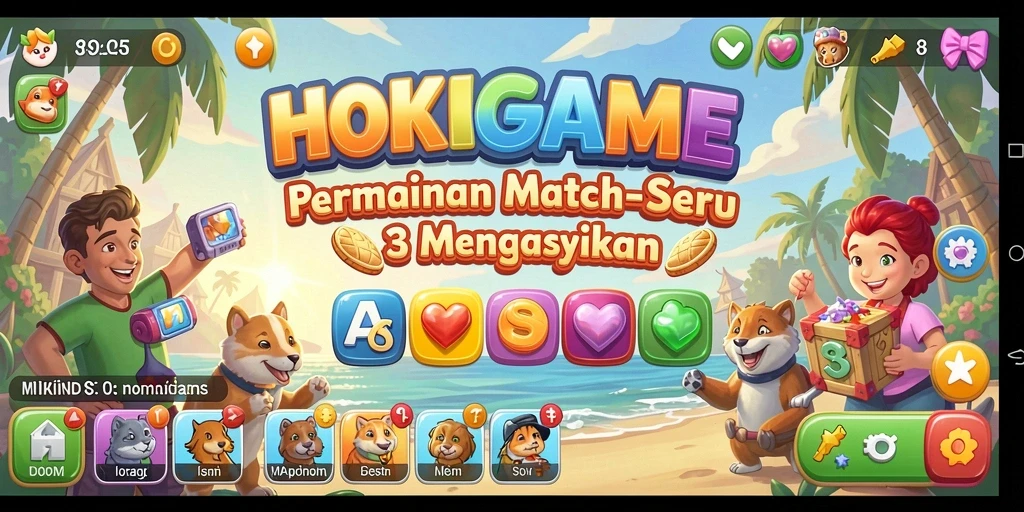 Tampilan menarik gameplay HOKIGAME dengan elemen Match-3.