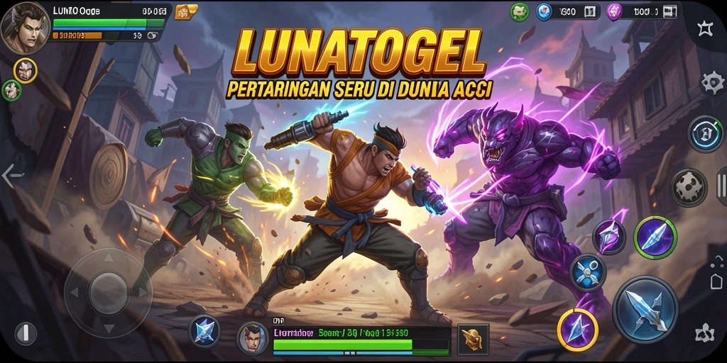 Screenshot pertarungan seru dari LUNATOGEL dengan karakter beraksi.