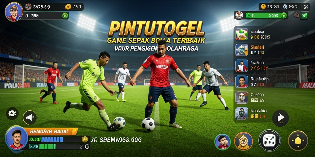 Tampilan gameplay seru dalam PINTUTOGEL, menampilkan aksi sepak bola yang mendebarkan.