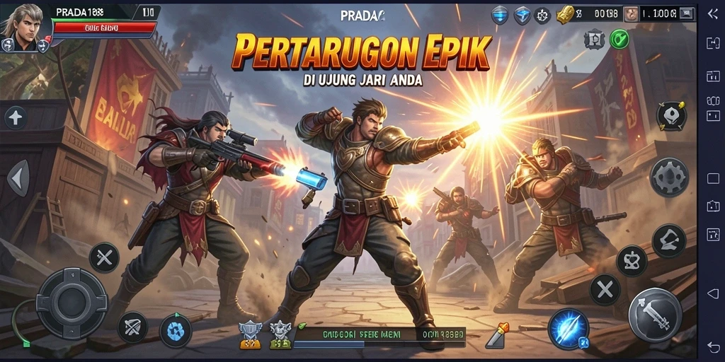 Screenshot utama PRADA188 menampilkan aksi pertarungan mendebarkan.
