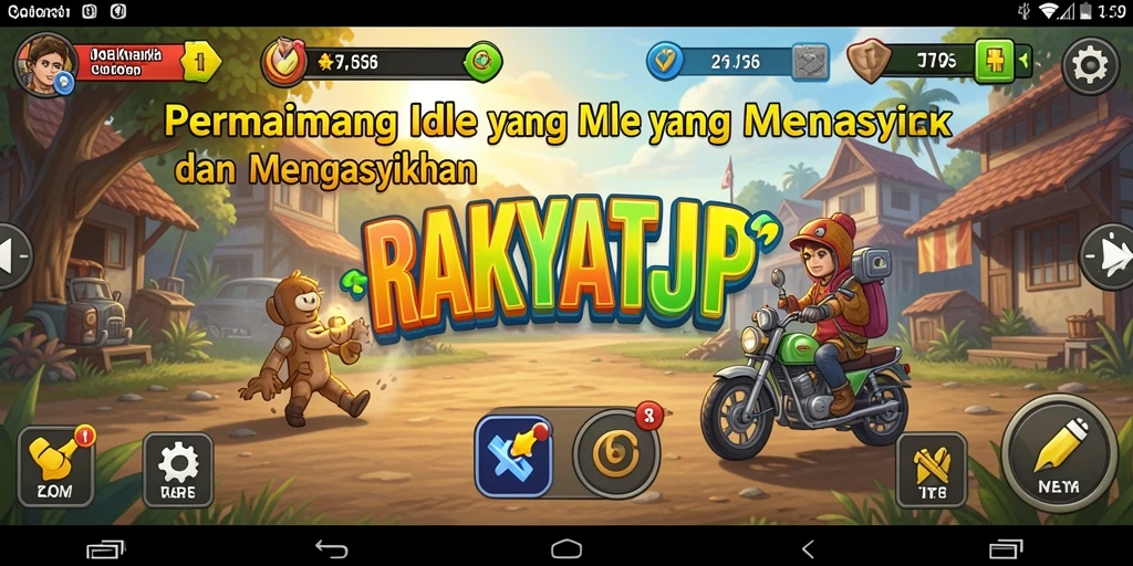 Screenshot gameplay RAKYATJP yang menunjukkan aktivitas Idle yang menyenangkan.