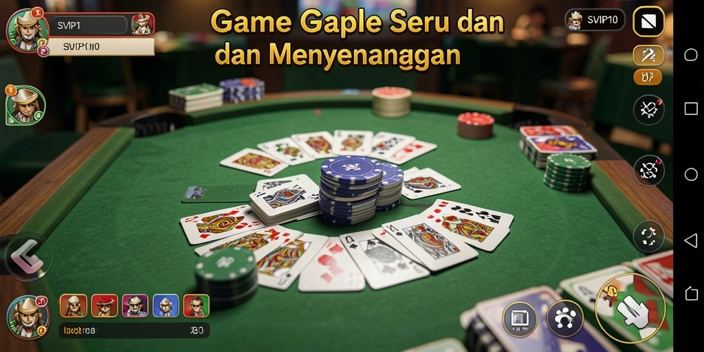 Screenshot gameplay SVIP10 menampilkan suasana seru saat bermain Gaple.
