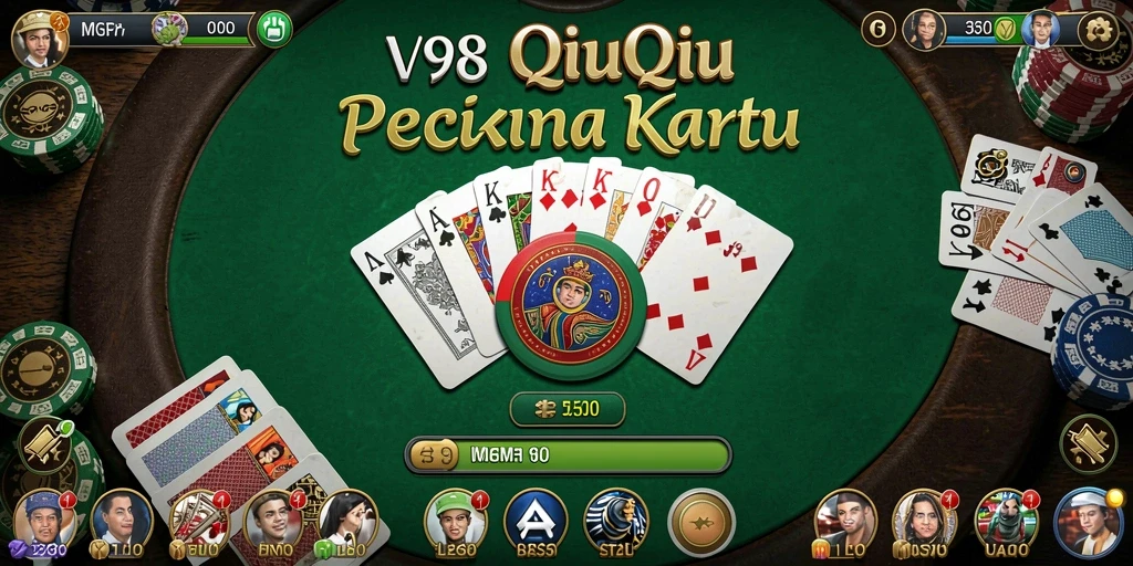 Gameplay seru QiuQiu di V98 dengan teman-teman.