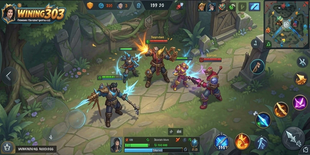 Screenshot menunjukkan momen strategis dalam gameplay WINNING303.