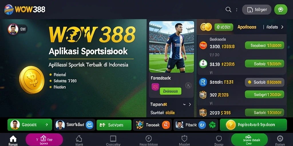Screenshot utama menunjukkan tampilan antarmuka WOW388 saat bermain Sportsbook.