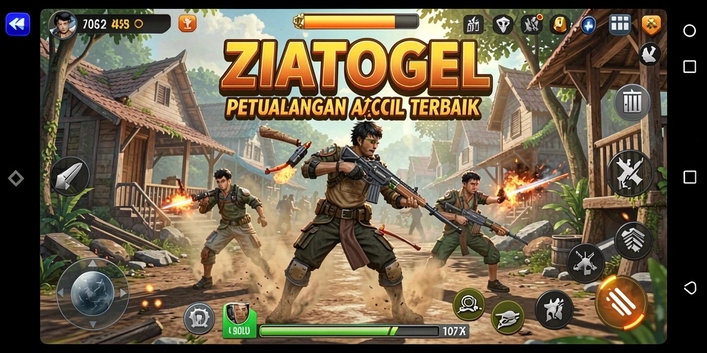 Screenshot gameplay ZIATOGEL menampilkan aksi pertarungan seru.