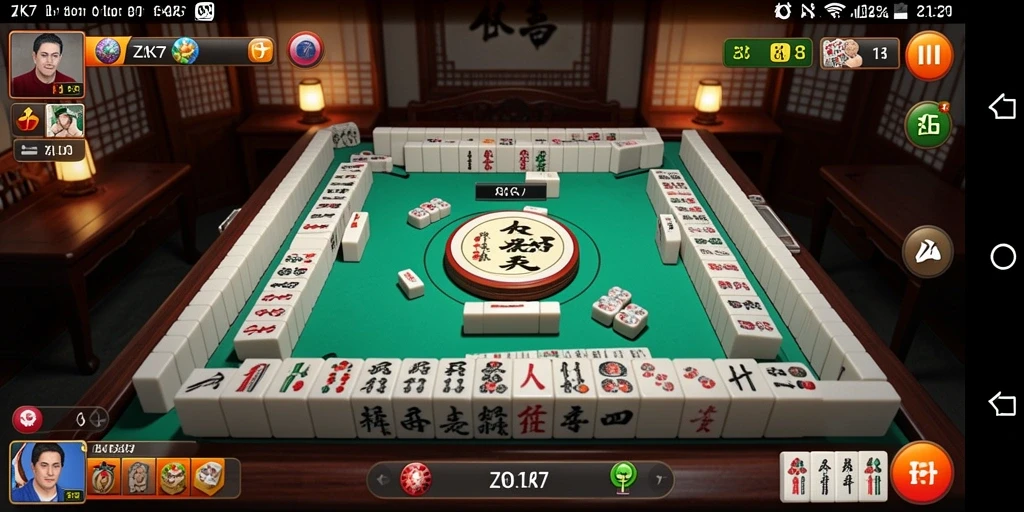 Tampilan gameplay menantang di ZK7 dengan ubin Mahjong yang berwarna-warni.