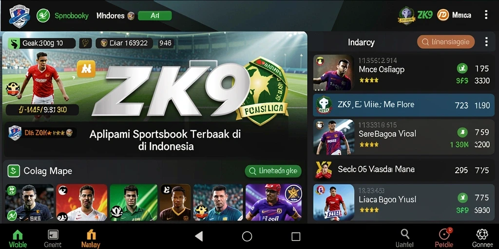 Screenshot ZK9 menampilkan antarmuka taruhan yang menarik dan intuitif.
